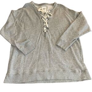Aerie Oversized Crew Lace Up Front Sweater Sz LG